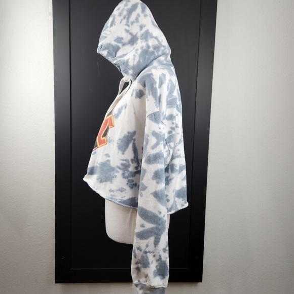 Ac/dc High Voltage Rock N Roll 1976 Tie Dye Hooded Crop SZ L - Picture 7 of 8